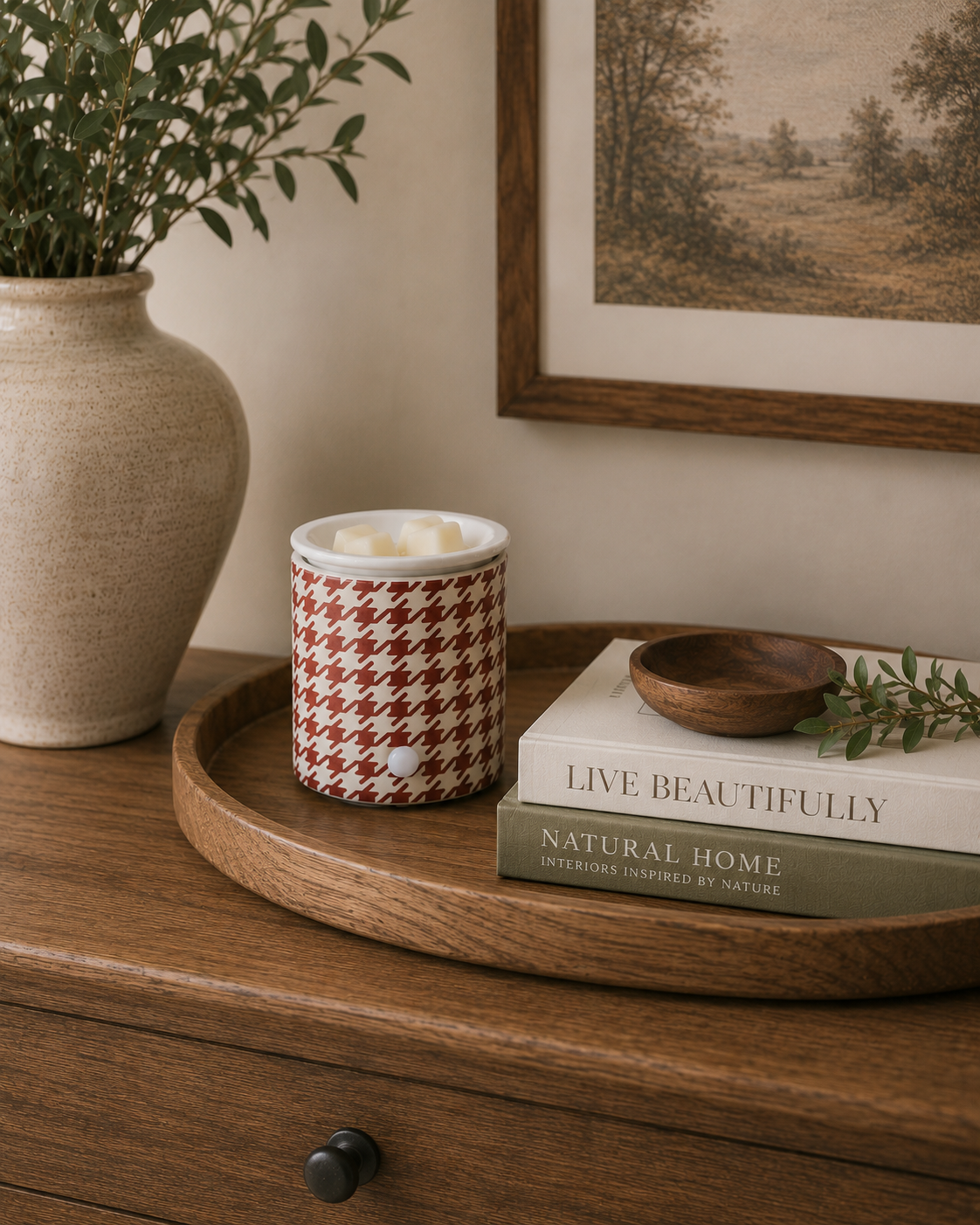 Red Houndstooth Electric Wax Warmer